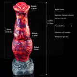 Size diagram for Caesar horse dildo with thick knot: height and width labels