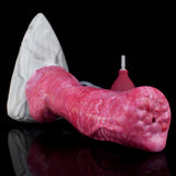 Oversized fantasy werewolf sex toy, pink body with white fins and clear tube