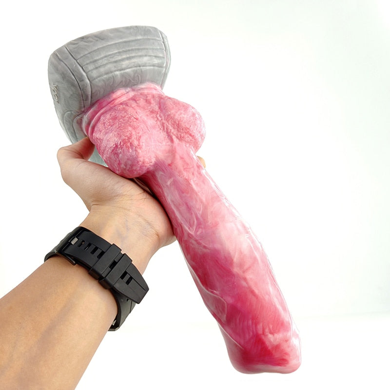 Pair of pastel jelly fantasy sex toys with bulb bases, lavender top and blue tint