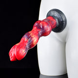 Dani Hundedildo mit dicker, geknoteter Basis, rot-blauem Muster