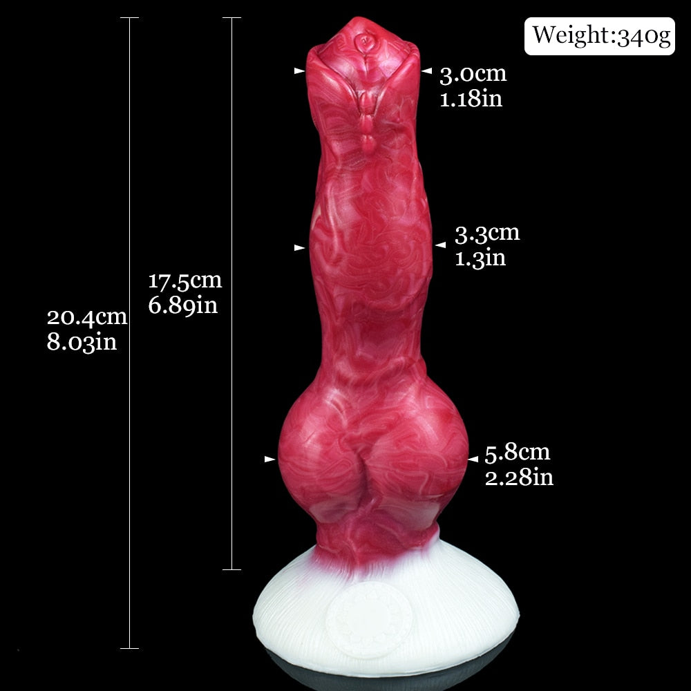 Erebus Hundedildo mit Knoten, kleine Größe, abgerundete Basis
