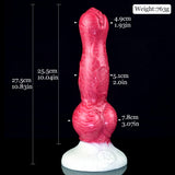 Erebus Hundedildo mit Knoten, große Größe, weißer runder Sockel