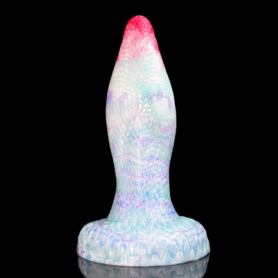 Standing octopus butt plug with tapered tentacle tip and rounded suction-cup base