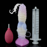 Seajelly pale white realistic dog-knot dildo with nozzle and knot base