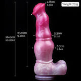 Size diagram pegasus dildo: 23.0cm length, pink body, approx 772g