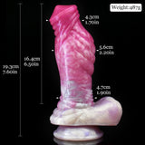 Unicorn Dildo mit gerippter Oberfläche und gebogener Silhouette, pink