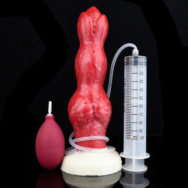 🐕 10.4-Inch Dani - Squirting Dog Dildo, Thick Knotted Canine - DirtyToyz