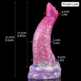 Octopus tentacle-shaped butt plug, tall curved pink design with suction texture