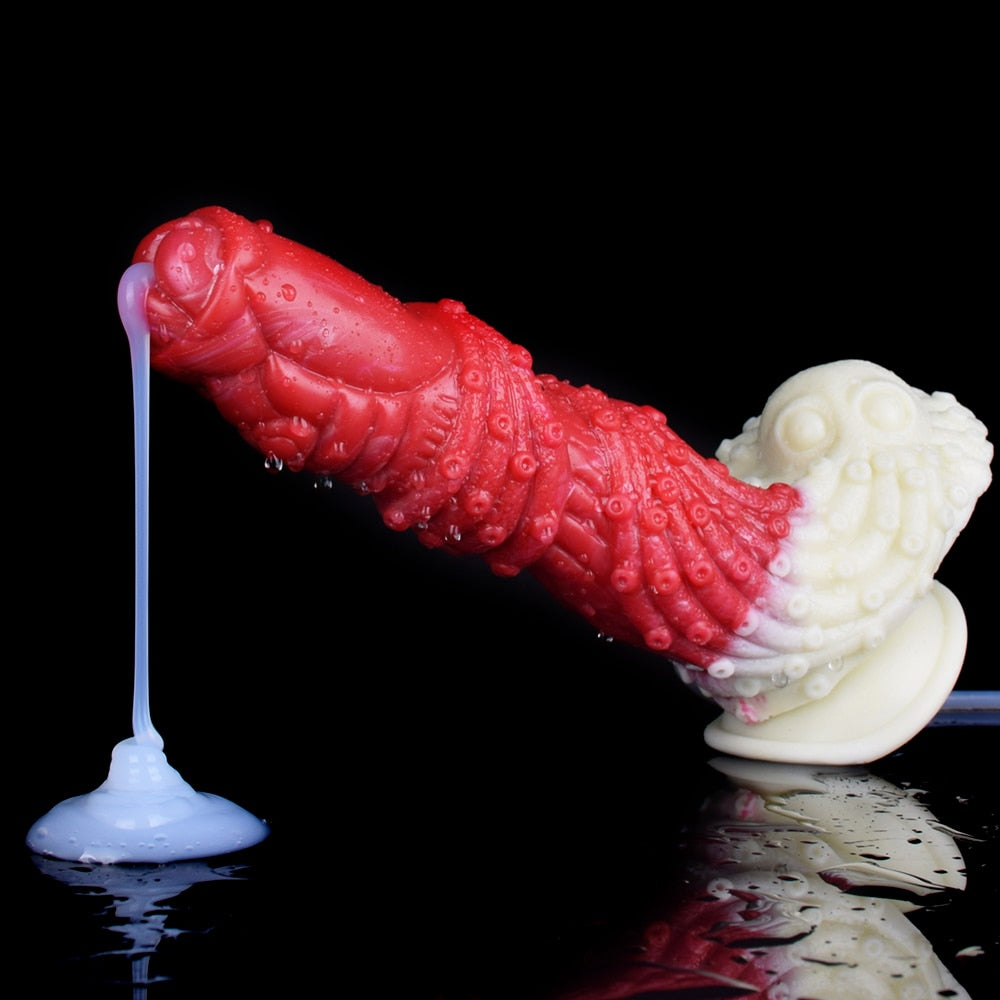 🐲 9.2-Inch Minnos - Curve Ejaculating Dragon Dildo, Ribbed Fantasy Toy - DirtyToyz