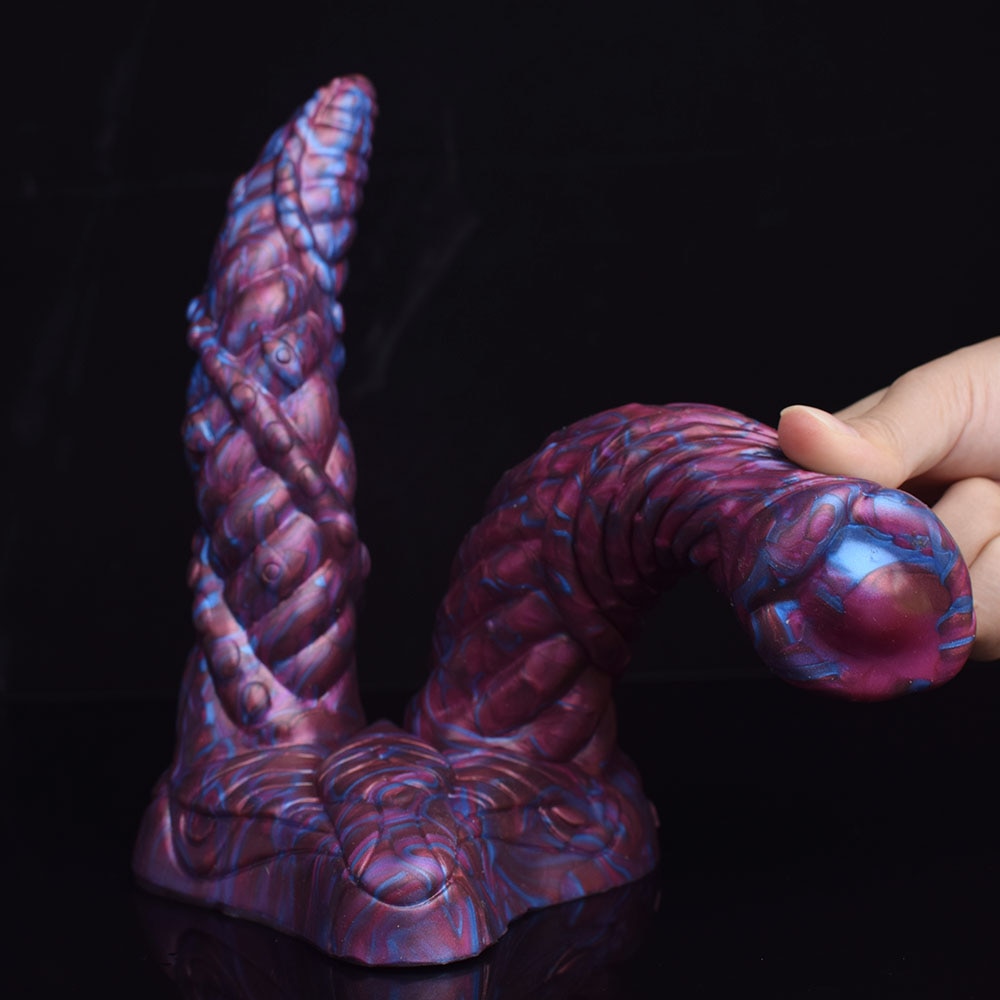 AELORIA - Double Penetration Ribbed Demon Dildo - DirtyToyz