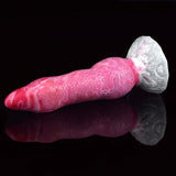Fantasy octopus tentacle butt plug in pink, angled side view with white base