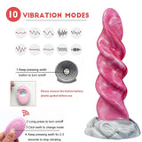 Pink spiral vibrating tentacle dildo with flared base