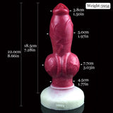 Pink knotted dog-themed dildo with knot detail and white suction base pad