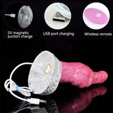 Pink marbled butt plug vibrator with USB charging and wireless remote shown