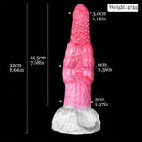 Pink marbled butt plug vibrator with height 19.5 cm and base width 6 cm