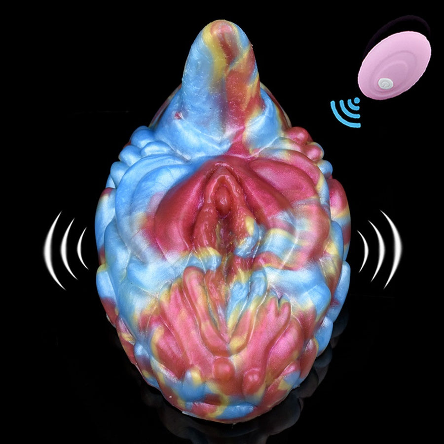 Vibrating iridescent G-spot massager toy with motion icon indicators