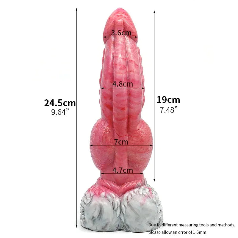 🐉 9.64-Inch Zilla - Knotted Dragon Dildo, Ribbed Ejaculating Toy with Curve - DirtyToyz